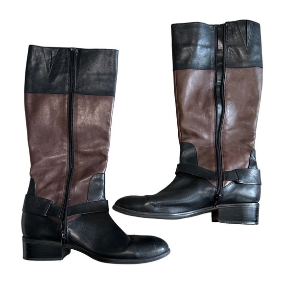 Women's Lauren Ralph Lauren Heeled Boots 8.5 Black Brown - Picture 5 of 9